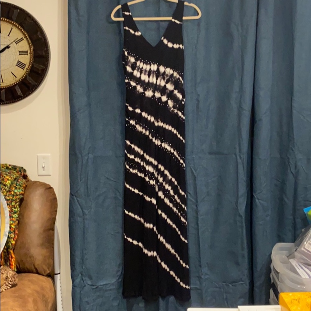INC Black & White Tie-Dye Maxi Dress